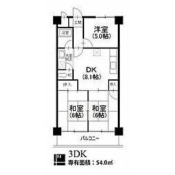 ジュネス21 3DKの間取図画像