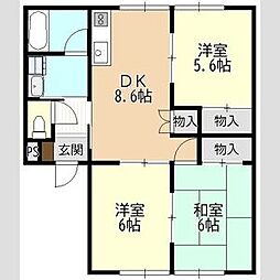 ピアー横手 3DKの間取図画像