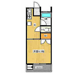 コーポ山の田 1Kの間取図画像
