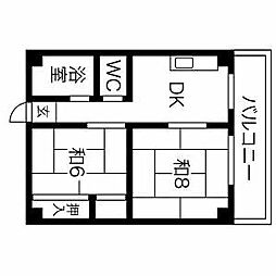 ミヅホビル 2DKの間取図画像