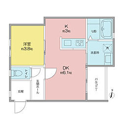 VILLA桜山 1LDKの間取図画像