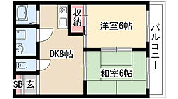 第2マルカネ 2DKの間取図画像