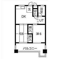 コーポ香流橋 2LDKの間取図画像