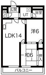 スカイメゾン 2LDKの間取図画像