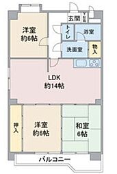 レジデンス栄光 3LDKの間取図画像