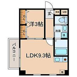 パークアベニュー東山 1LDKの間取図画像