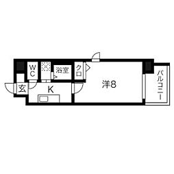 リアライズ記念橋 1Kの間取図画像