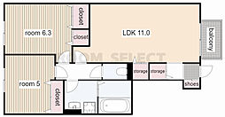 エスタシオン 2LDKの間取図画像