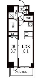 メイクスデザイン名駅南 1DKの間取図画像