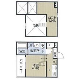 LaLuce烏森 1Kの間取図画像