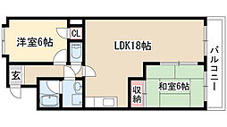 ハイライズ成田 2LDKの間取図画像