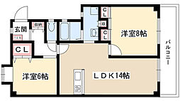 ラ・フォーレ杁ヶ池 2LDKの間取図画像