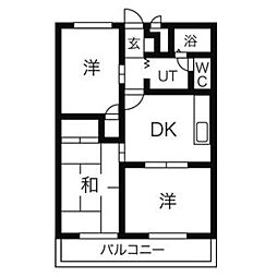 清和ハイツ 2LDKの間取図画像