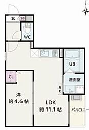 Jack sambanII 1LDKの間取図画像