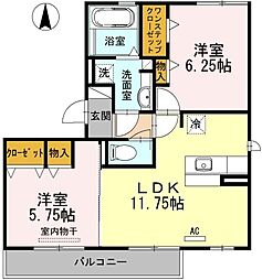 ハロディア 2LDKの間取図画像