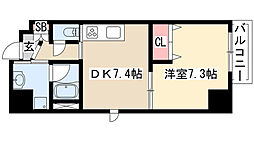 稲垣ビル栄ディアコート白川 1DKの間取図画像