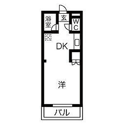 藤ヶ丘レジデンス 1DKの間取図画像