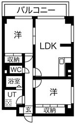 エスポワールメゾン神郷 2LDKの間取図画像