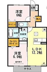 プラセール 2LDKの間取図画像