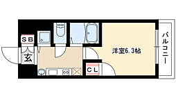 ライジングコート瑞穂通 1Kの間取図画像