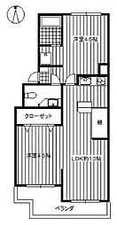 米本ハイツ 2LDKの間取図画像