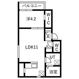 スクエア港北 1LDKの間取図画像