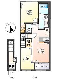 ロベリア 2LDKの間取図画像
