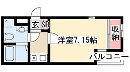 アムール青柳 1Kの間取図画像