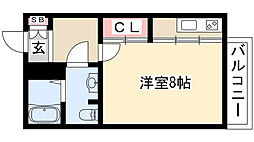 ベルコリーヌ 1Kの間取図画像