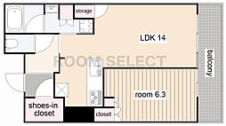 プラウドタワー名古屋錦 1LDKの間取図画像