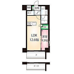 カメリア丸の内 1LDKの間取図画像