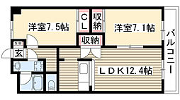 サンパーク一社 2LDKの間取図画像