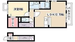 ローズグリーン香流 1LDKの間取図画像
