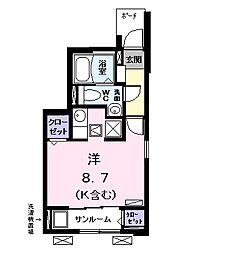 エテルノ・プラシード1 ワンルームの間取図画像