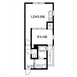 SunnyCourt3 1LDKの間取図画像