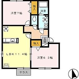 TK・ハウス 2LDKの間取図画像