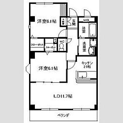 グローヴ大久手A 2LDKの間取図画像