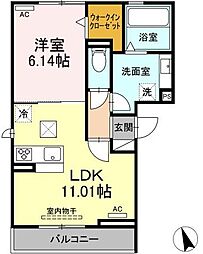 クラウンA&H 1LDKの間取図画像