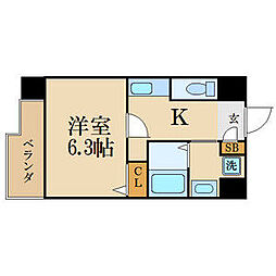 フローライト上前津 1Kの間取図画像