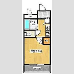 レジデンスオーミ第2 1Kの間取図画像