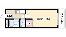 レナ三宅 1Kの間取図画像