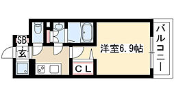N.S.ZEAL大曽根 1Kの間取図画像