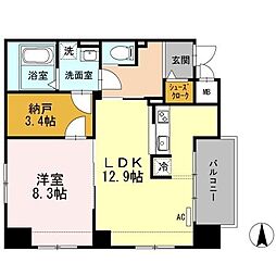 名駅アイサンメゾン 1SLDKの間取図画像