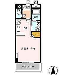 パークフロントナカムラ 1Kの間取図画像