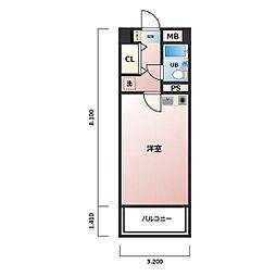 ユーロハイツ池下 1Kの間取図画像
