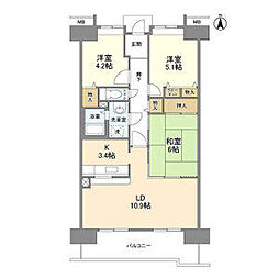 アーバンドエル八事石坂 3LDKの間取図画像