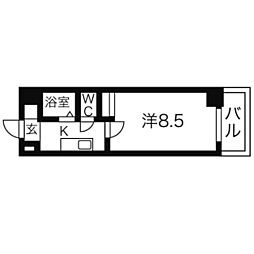 ウェステリア西大須 1Kの間取図画像