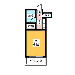 サンライズヒル 1Kの間取図画像