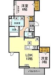 セレスティア栄生 2LDKの間取図画像