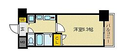 プレサンス泉セントマーク 1Kの間取図画像